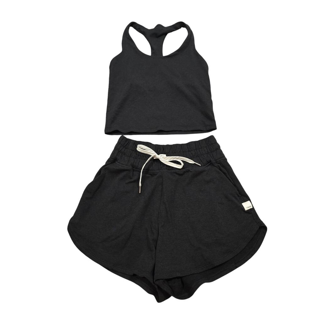 Women's Vuori Black Racerback Crop and Shorts Outfit Set | Size XS